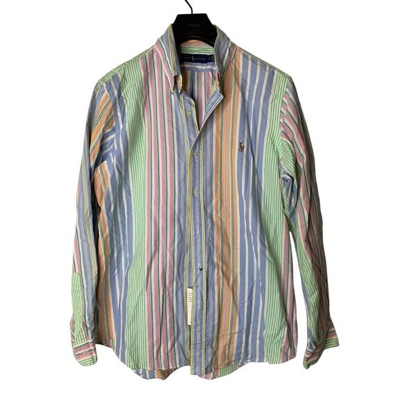 Ralph Lauren 100% cotton fun shirt striped men's size large NEW WITH TAGS - Picture 1 of 7